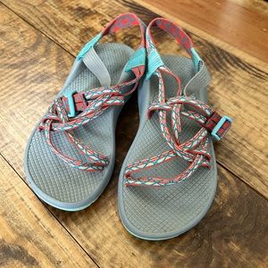 Blue and Orange Chaco Sandals Size 8